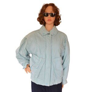 Vintage 90s Madame's Winter Club Light Blue Puffer Jacket Women Size S Outdoor